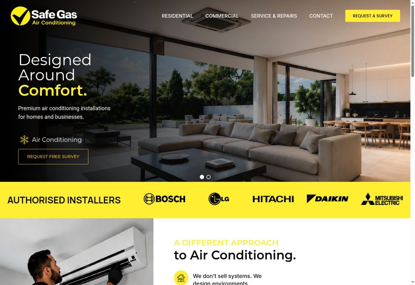 Safe Gas Air Conditioning homepage preview
